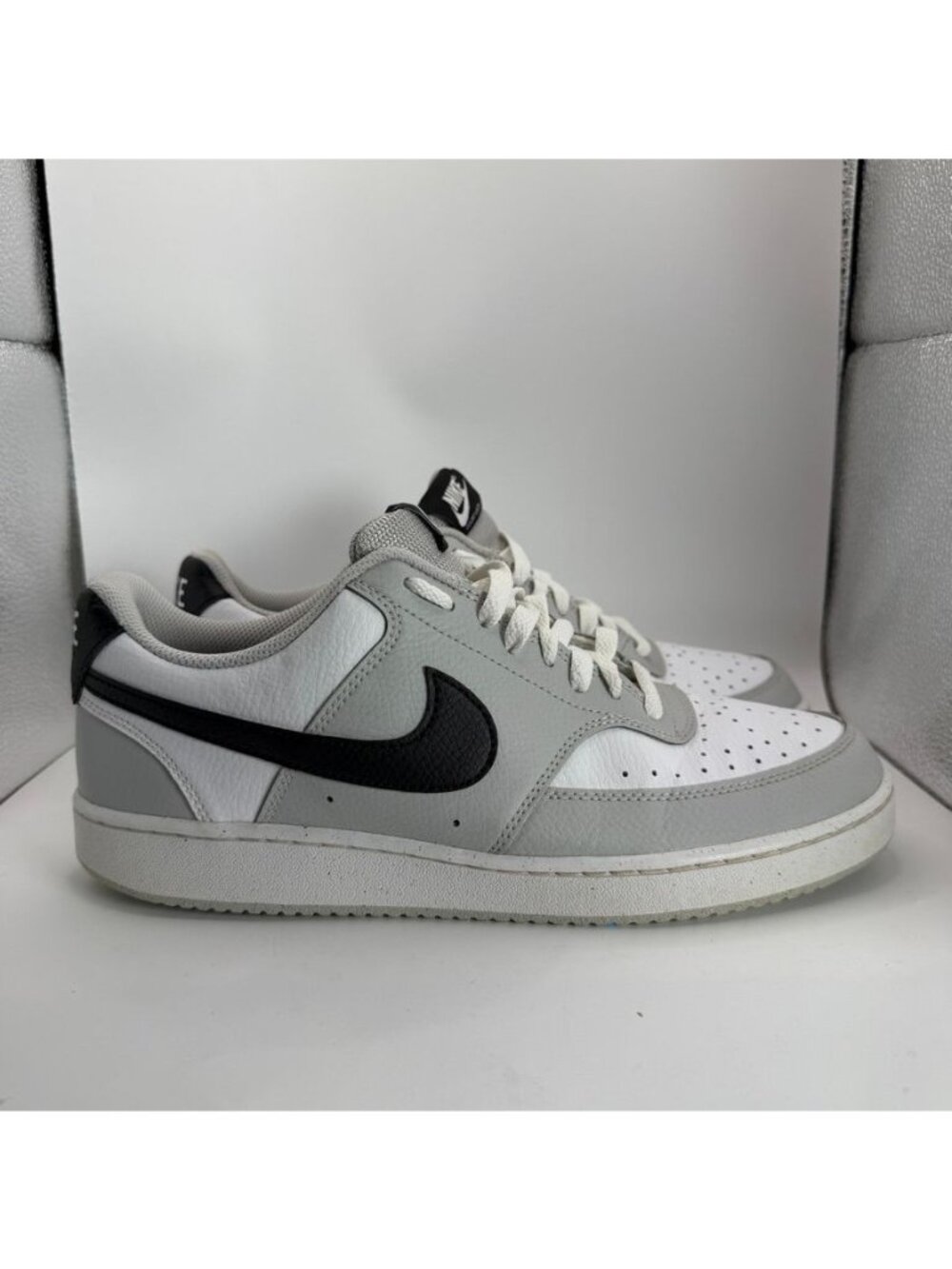 Nike Court Vision Low Mens Sneakers White/Gray/Black Size 9.5 Shoes Lace Up